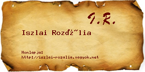 Iszlai Rozália névjegykártya